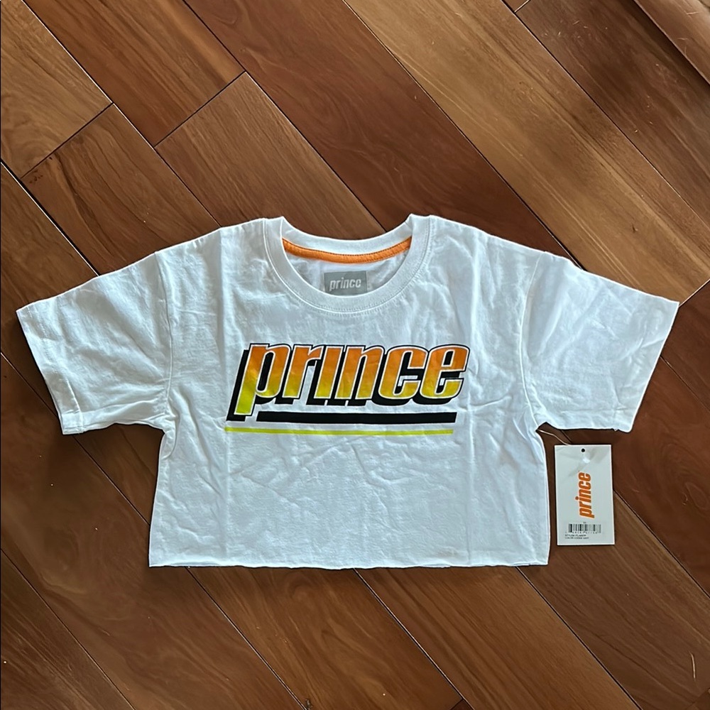 Prince White Crop Top with Logo